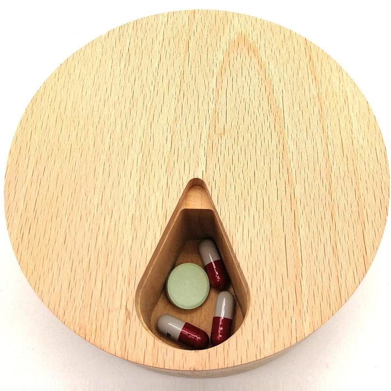 Natural Beech Wood 7 Compartment Herb & Medicine Storage Box Organizer