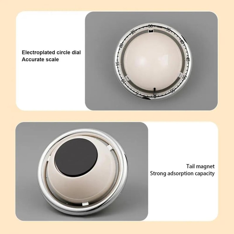 Magnetic Mechanical Kitchen Timer Clock Battery Free Visual Countdown 8