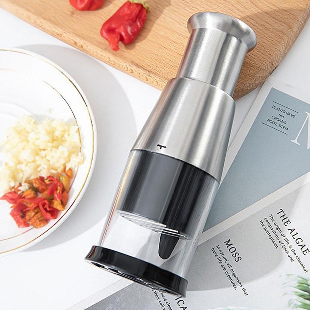 Garlic Onion Press Cutter With Ergonomic Grip 304 Stainless Steel Kitchen Chopper 1