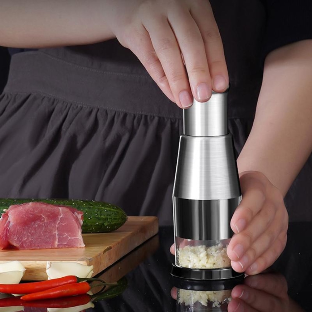 Garlic Onion Press Cutter With Ergonomic Grip 304 Stainless Steel Kitchen Chopper 6