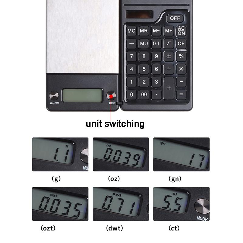Digital Pocket Scale With Solar Calculator 01g Precision Food Scale And 12 Digit Math Tool For Jewe 2