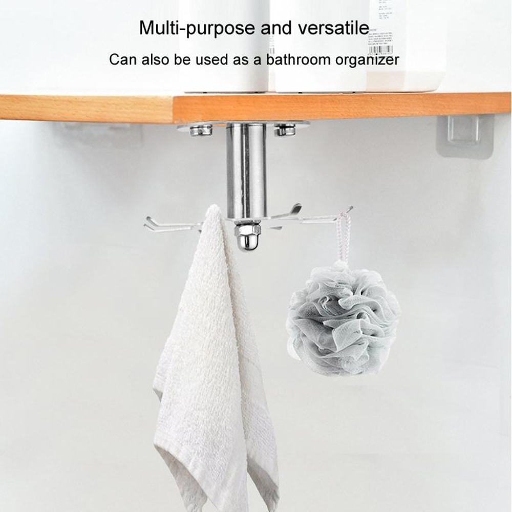 Premium Stainless Steel 360 Rotating Kitchen Shelf No Punch Hanging Shelf Organizer 2