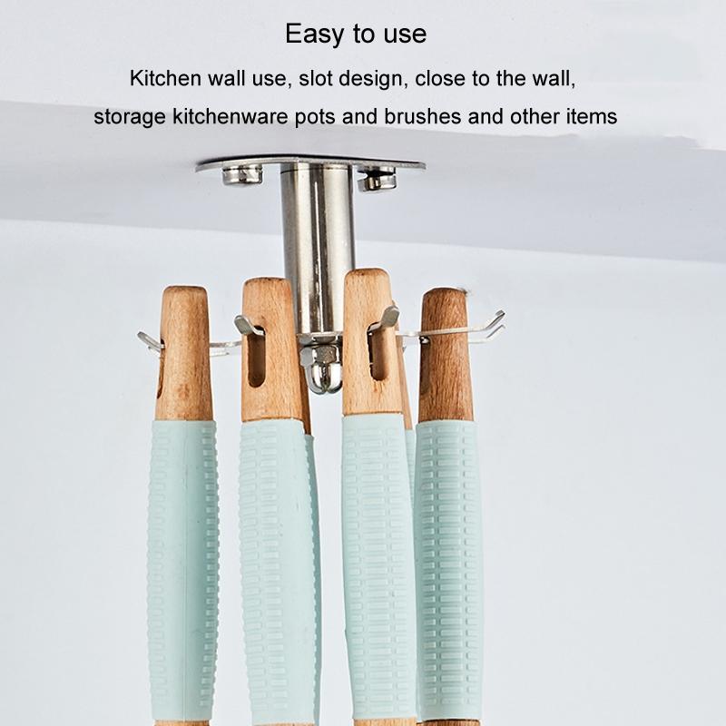 Premium Stainless Steel 360 Rotating Kitchen Shelf No Punch Hanging Shelf Organizer 3