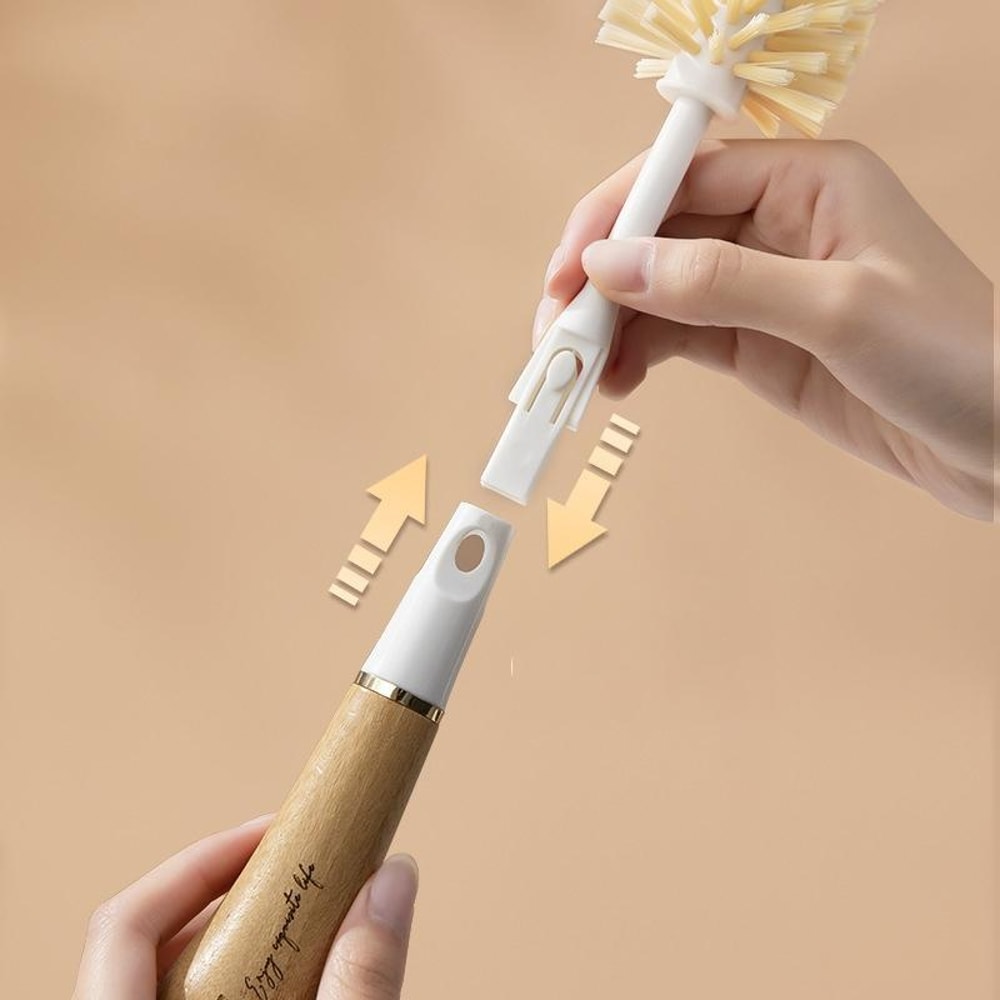 Premium Bamboo 4 In 1 Kitchen Cleaning Brush Set Multifunction Pot Cup Scrubber 2