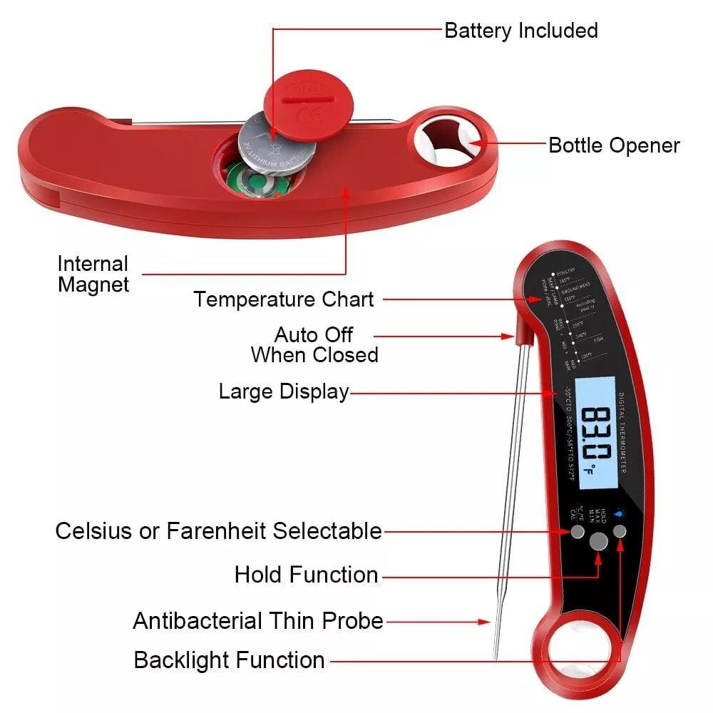 PrecisionFold LCD Foldable Digital Food Thermometer Instant Read Meat Thermometer 2