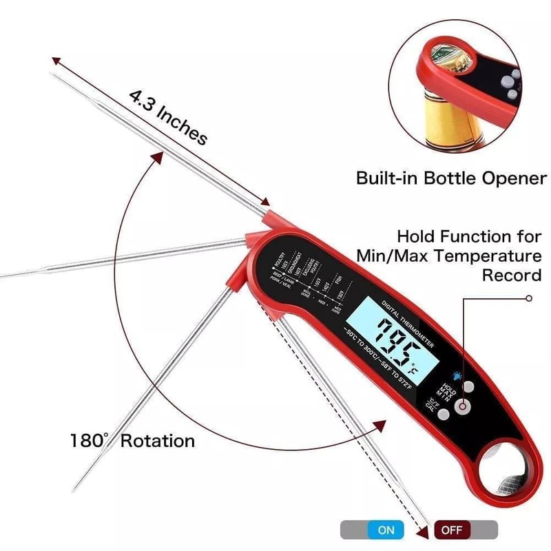 PrecisionFold LCD Foldable Digital Food Thermometer Instant Read Meat Thermometer 3