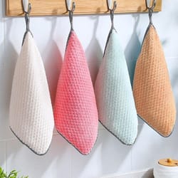 premium hangable coral fleece absorbent kitchen towels 4 pack