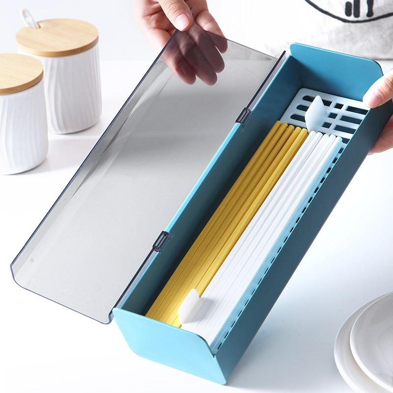 Premium Dust Proof Kitchen Chopstick Utensil Storage Box With Drainage 3