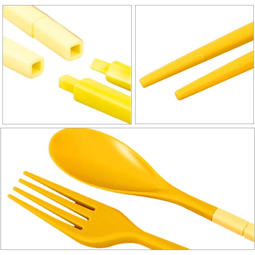 Mini Portable Travel Dinner Set For Kids Students Candy Color Foldable Tableware 5