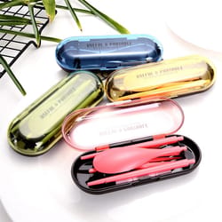 mini portable travel dinner set for kids & students candy color foldable tableware
