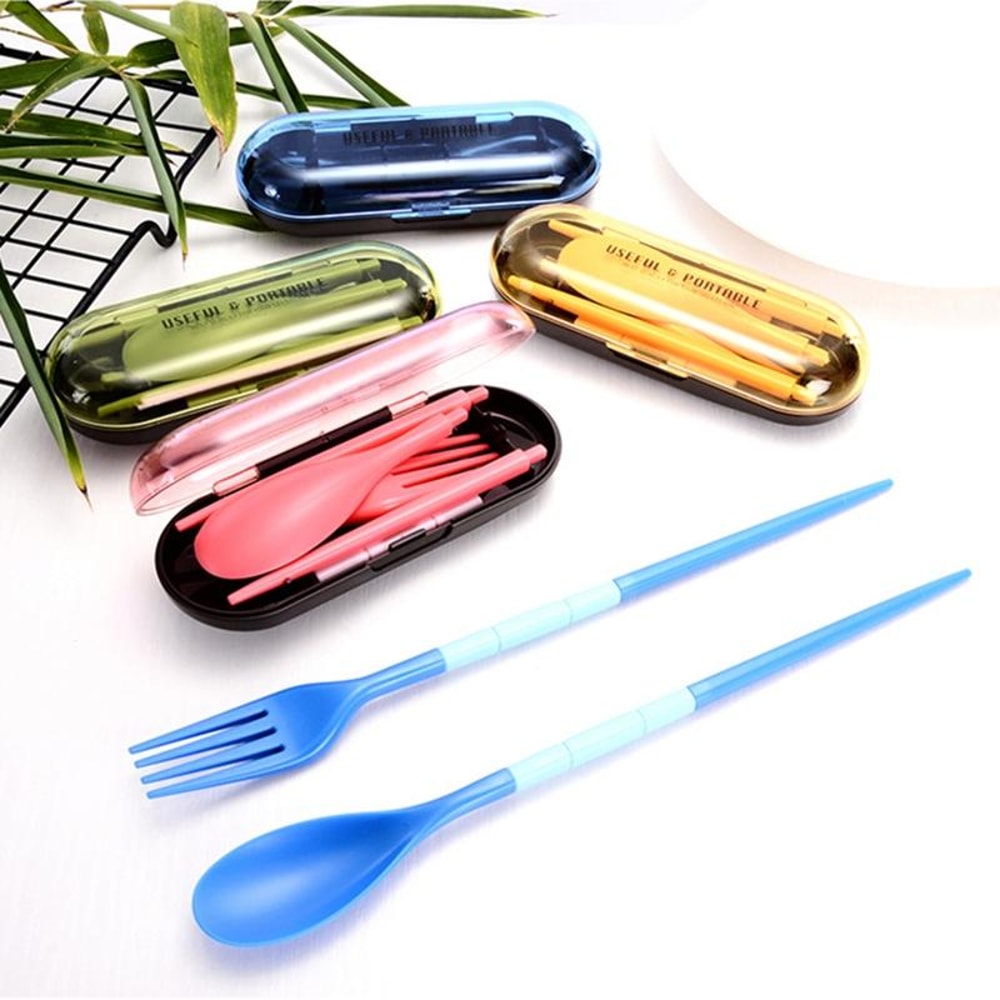 Mini Portable Travel Dinner Set For Kids Students Candy Color Foldable Tableware 8