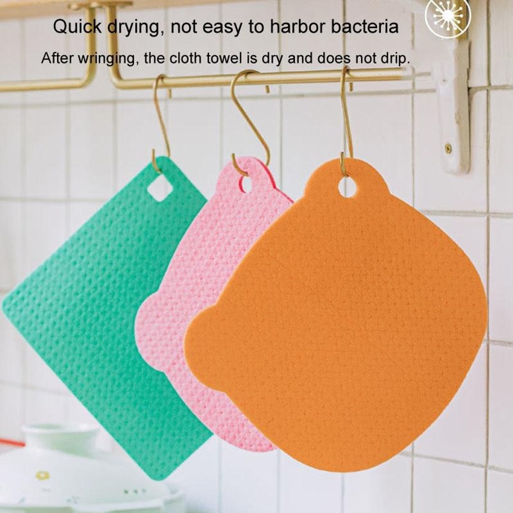 Premium Absorbent Reusable Kitchen Cleaning Cloth Oil Free Wood Pulp Cotton Wipes 2