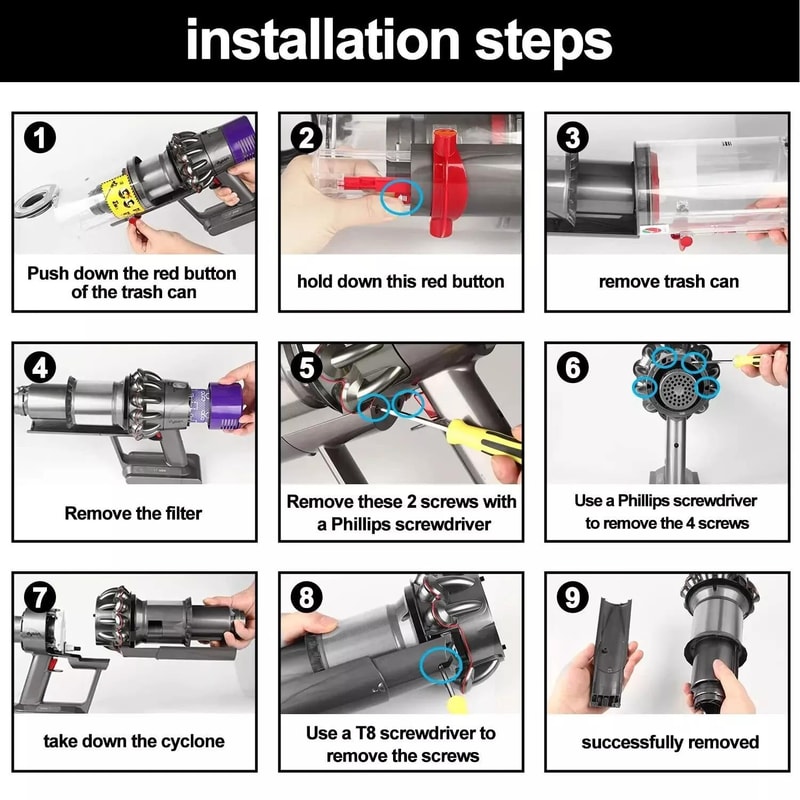 For Dyson V10 V11 V15 Cyclone Bin Runner Replacement Slide Durable Skid Rail Part 6