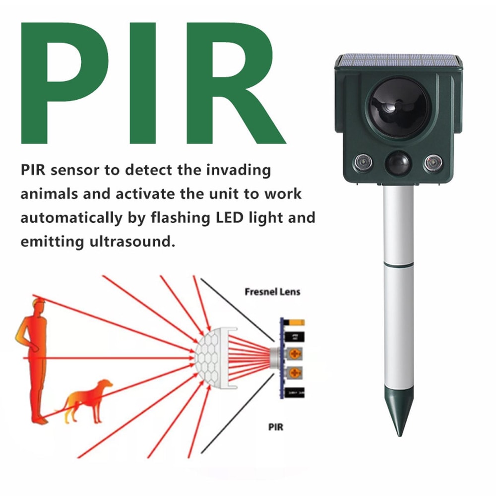 Solar Ultrasonic Animal Repeller With Motion Sensor LED Strobe For Garden And Farm Protection 2