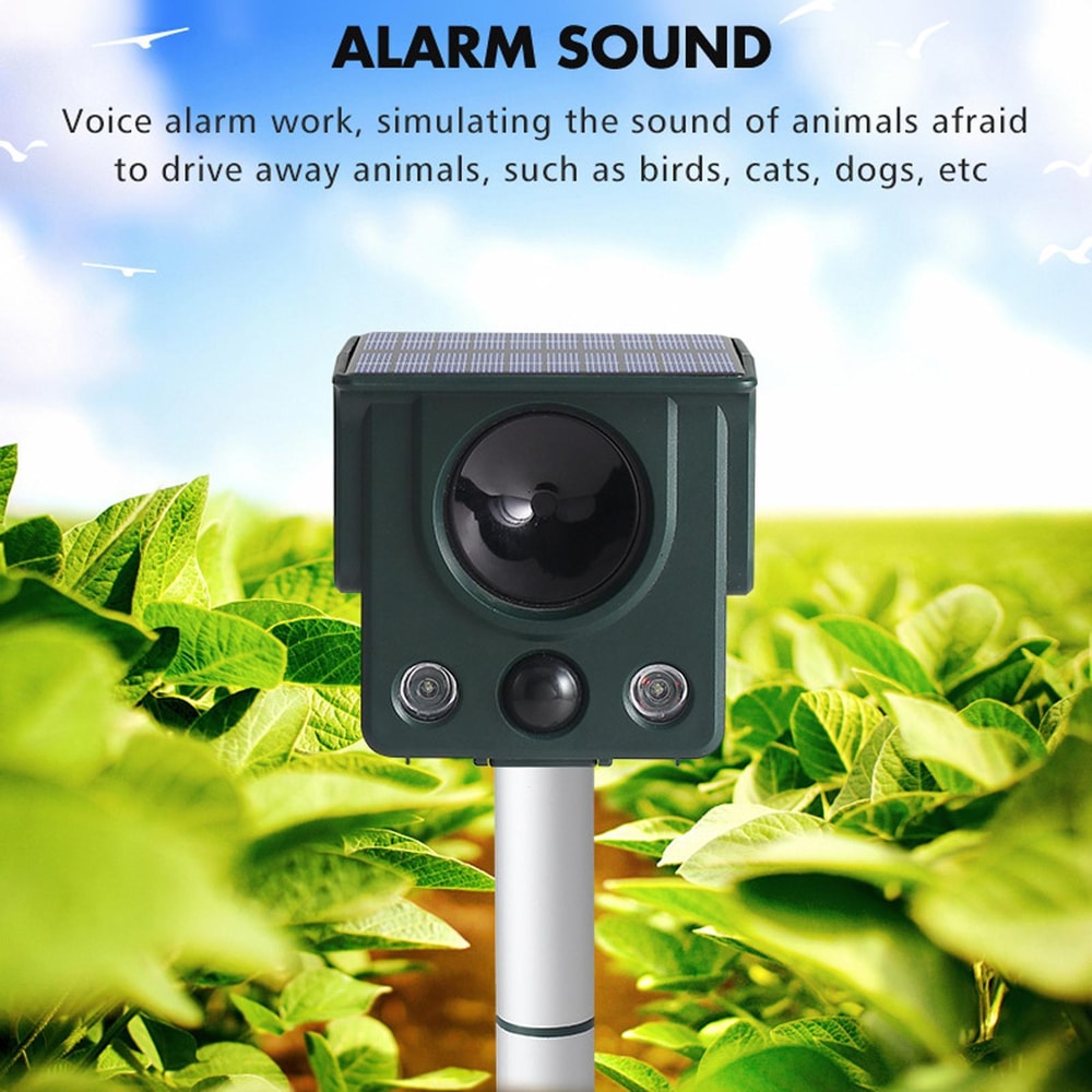 Solar Ultrasonic Animal Repeller With Motion Sensor LED Strobe For Garden And Farm Protection 3