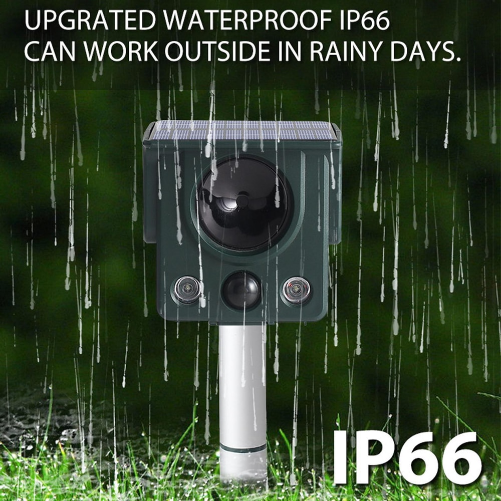Solar Ultrasonic Animal Repeller With Motion Sensor LED Strobe For Garden And Farm Protection 7