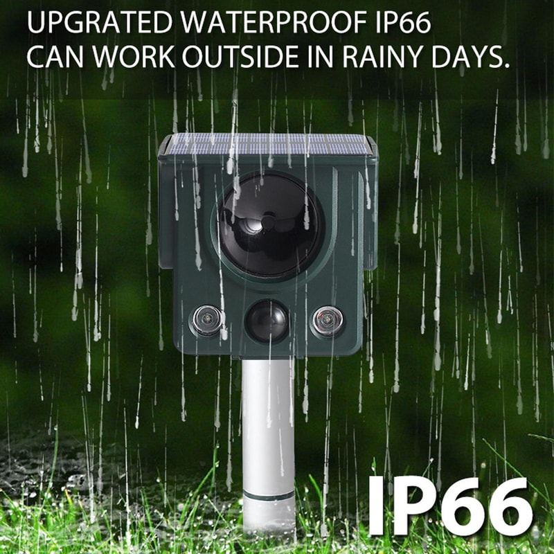 Solar Ultrasonic Animal Repeller With Motion Sensor LED Strobe For Garden And Farm Protection 7