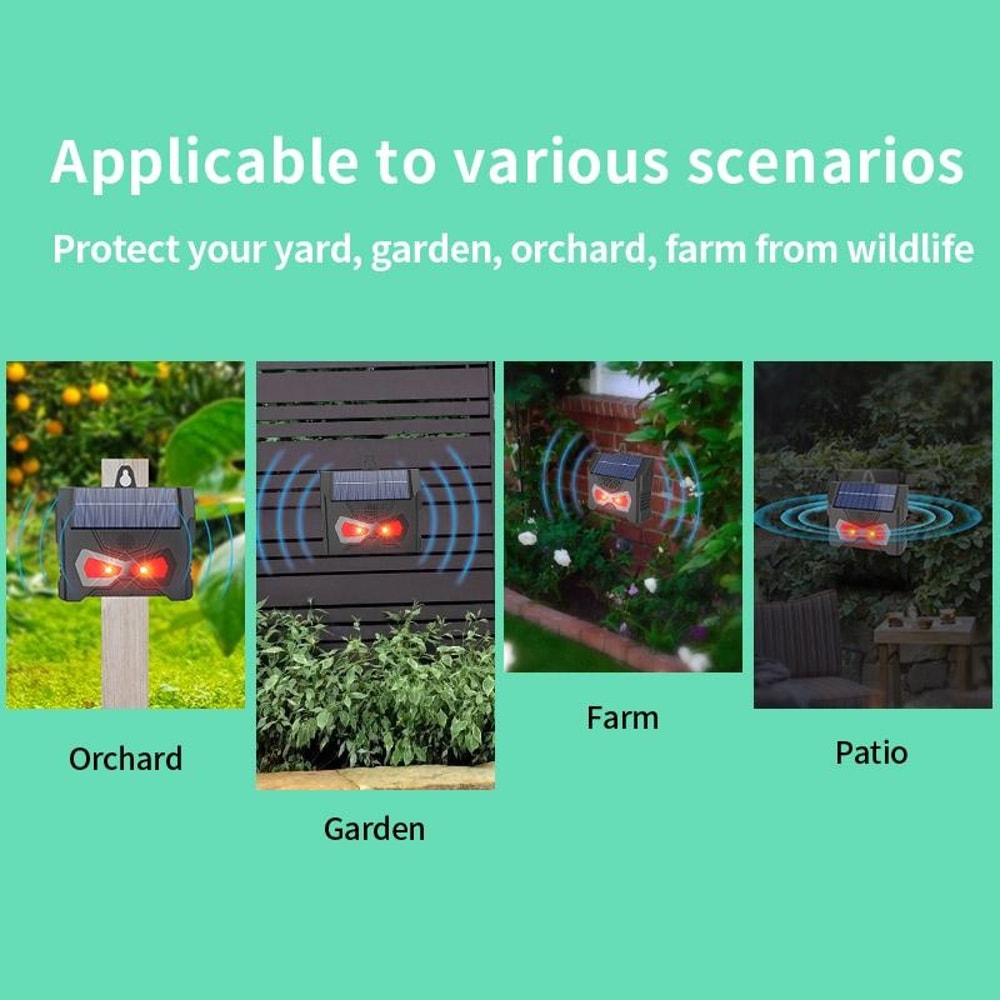 Solar Ultrasonic Animal Repeller With LED Flash Waterproof Rodent Garden Pest Deterrent 6