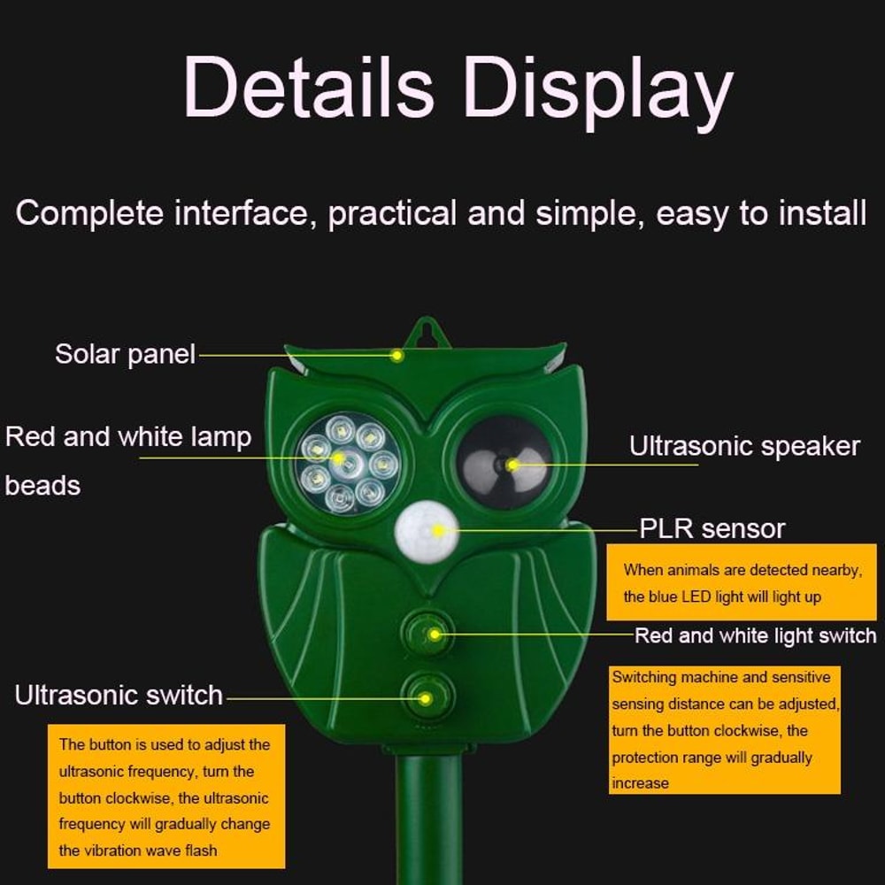 SolarGuard Pro Ultrasonic Animal Rat Repeller With 14 LEDs And Motion Sensor 5