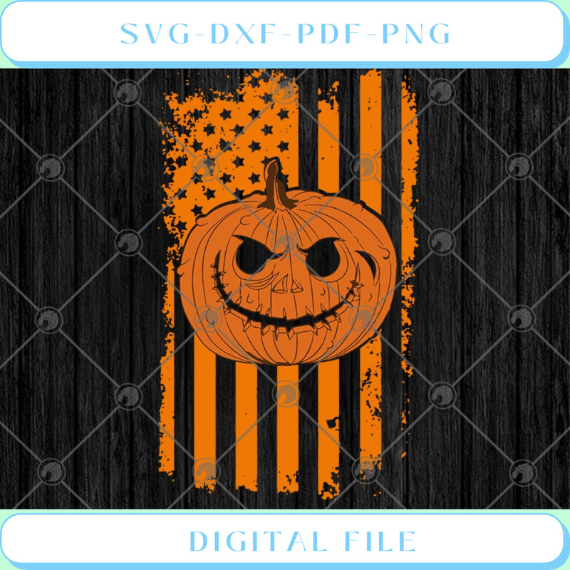 American Flag Pumpkin Funny Halloween SVG PNG EPS DXF - Svgtrendingshop.jpg