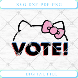 hello kitty vote bow outline raglan baseball funny svg png eps dxf cri