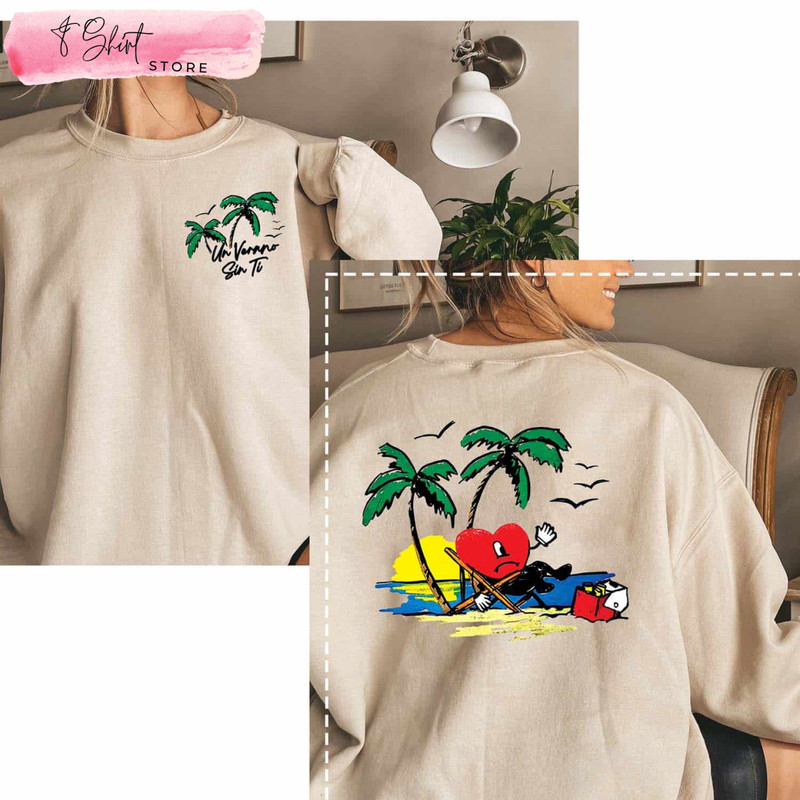 Bad Bunny Beach Shirt, Un Verano Sin Ti Album, Bad Bunny Graphic Tee - Happy Place for Music Lovers.jpg