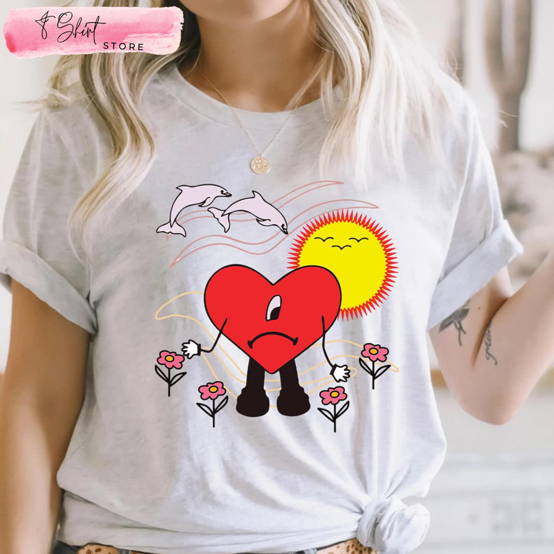 Bad Bunny Heart Shirt, Un Verano Sin Ti Album, Bad Bunny Graphic Tee - Happy Place for Music Lovers.jpg