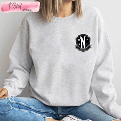 black white nevermore academy logo wednesday sweatshirt addams family gift, custom shirt