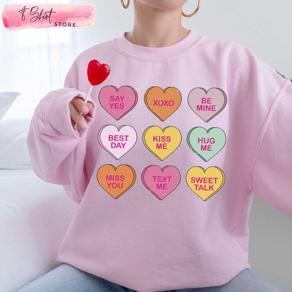 Candy Heart Valentine Tee Shirts Womens Valentines Gifts for Mom - Happy Place for Music Lovers.jpg
