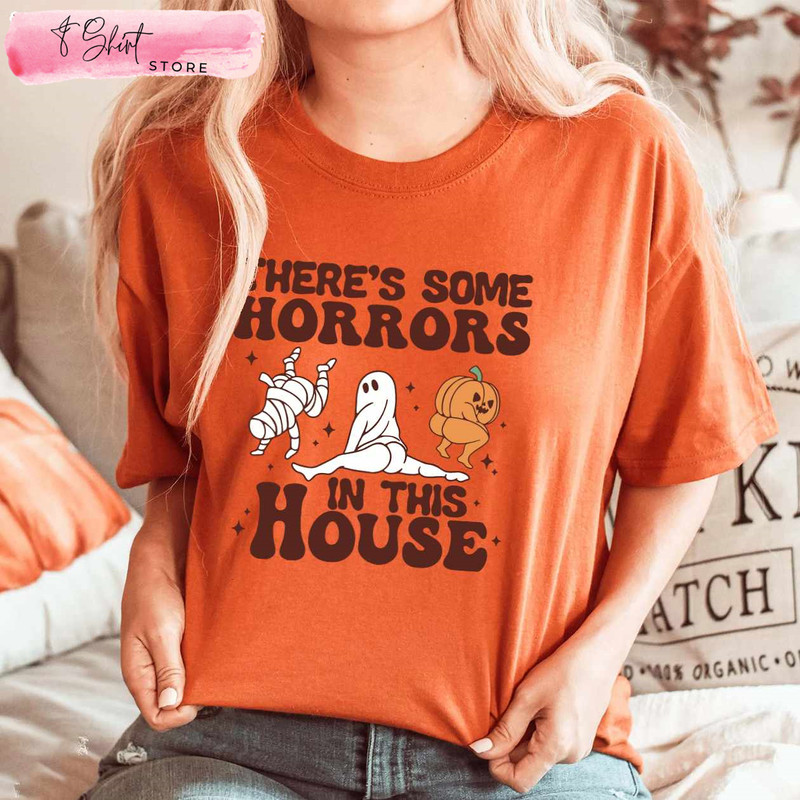 Funny Halloween Sweatshirt There's Some Horrors In This House - Happy Place for Music Lovers.jpg