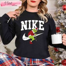 grinch nike sweatshirt, funny christmas sweatshirt, christmas gift ideas, custom shirt