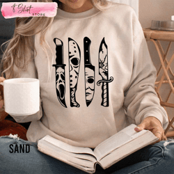 horror movie characters sweatshirt halloween t shirt for adults, custom shirt