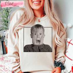 kevin home alone face shirt, home alone christmas shirt, presents for 8 year olds, custom shirt