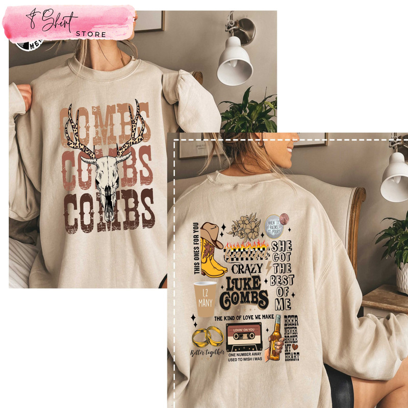 Luke Combs Country Music Sweatshirt Printed 2 Sides Cowgirl Shirt - Happy Place for Music Lovers.jpg