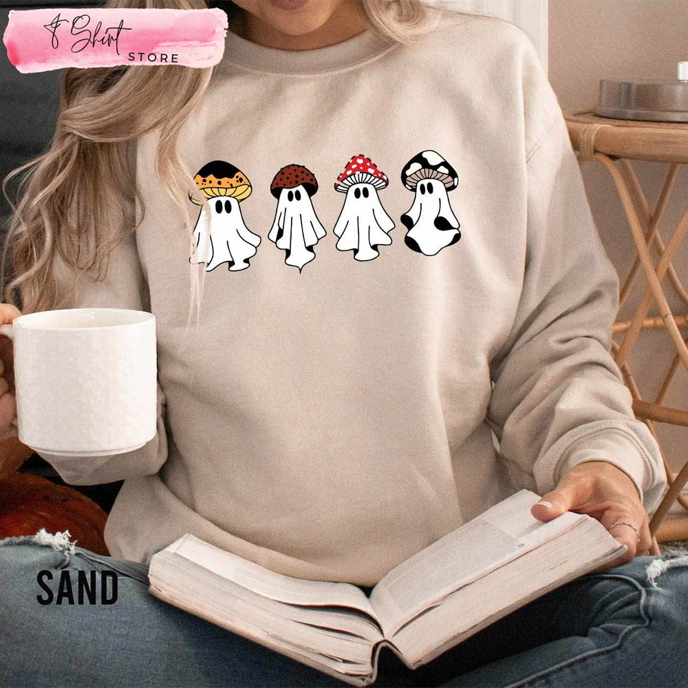 Mushroom Ghost Sweatshirt Cute Halloween Shirt - Happy Place for Music Lovers.jpg