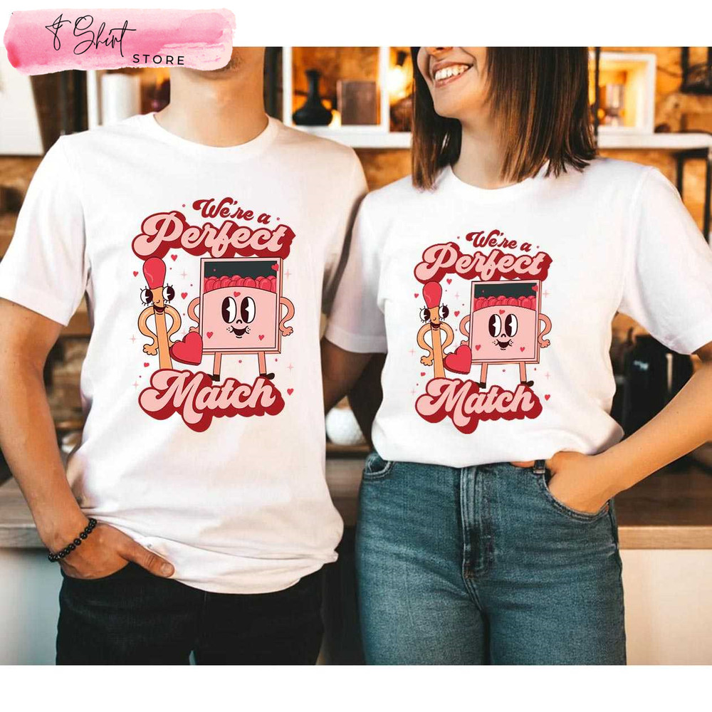 We're a Perfect Match His and Her Valentine Shirts Valentines Day Ideas for Couples - Happy Place for Music Lovers.jpg