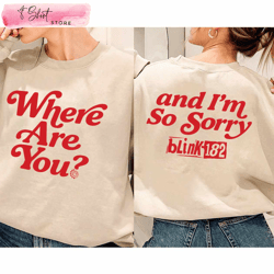 where are you and im so sorry blink 182 band merch, custom shirt