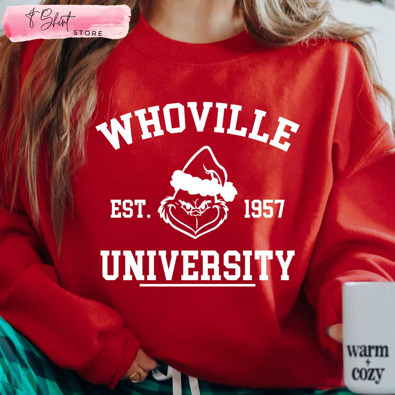 Whoville University Sweatshirt, Grinch Long Sleeve Shirt, Christmas Gifts 2022 for Her - Happy Place for Music Lovers.jpg