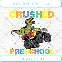 crushed preschool dinosaur truck gaming monster funny svg png eps dxf