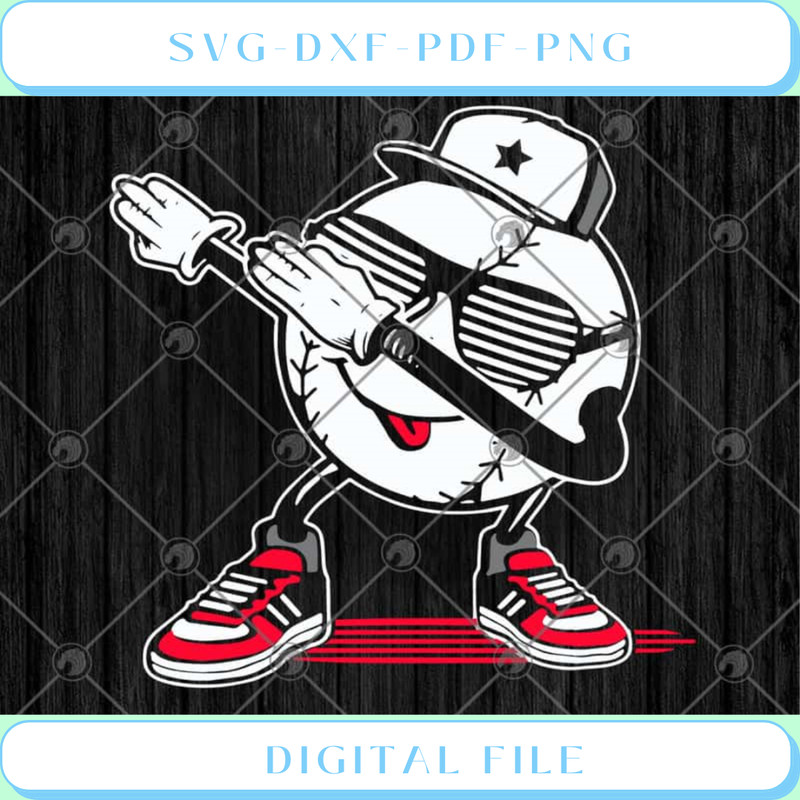 Dabbing Baseball Funny Baseball Dab SVG PNG EPS DXF Cutting File Cricu.jpg