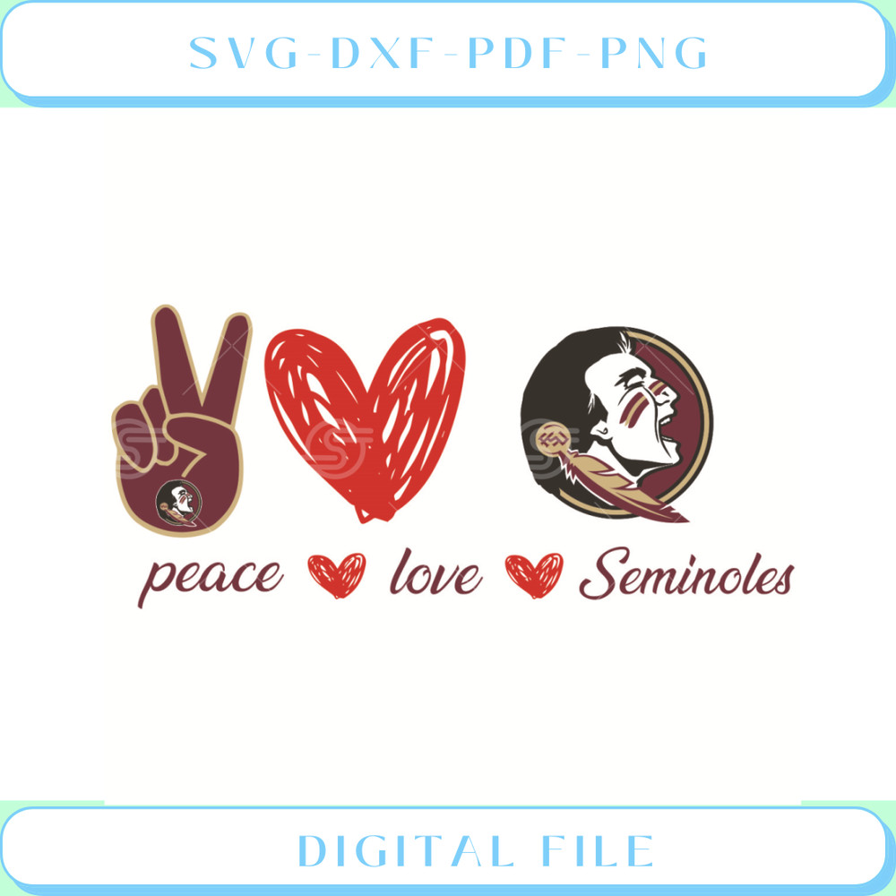 Florida State Seminoles Peace Love Svg Sport Svg, Peace Svg.jpg