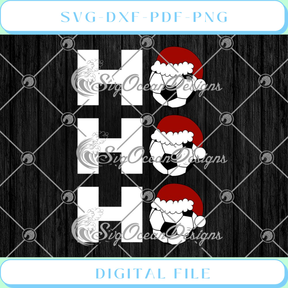 Ho Ho Ho Football Christmas Santa Hat Funny Soccer Christmas SVG PNG E.jpg
