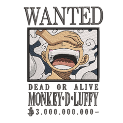 wanted luffy gear 5 embroidery design download file embroidery instant download file