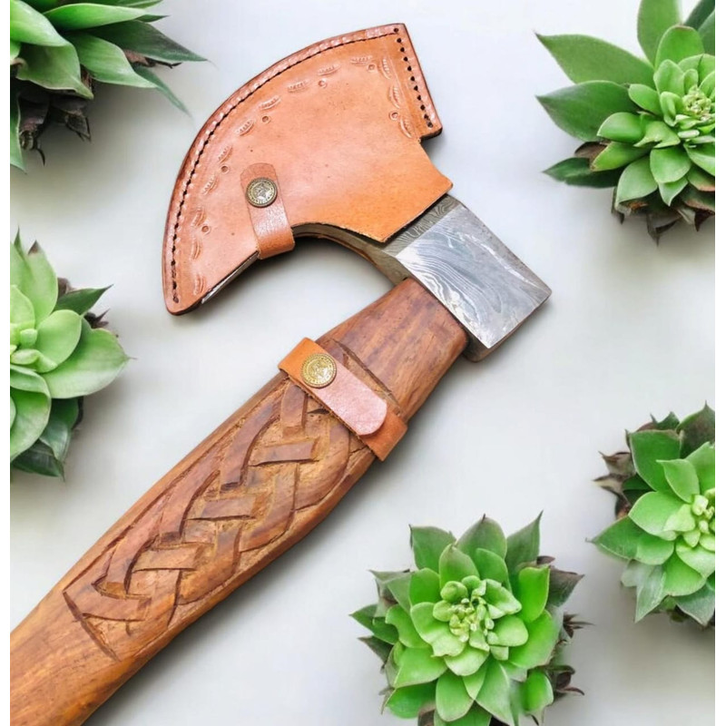 Custom Hand Forged Carbon Steel VIKING AXE With Leather Cover Best GiftViking AxeFree Shipping 3