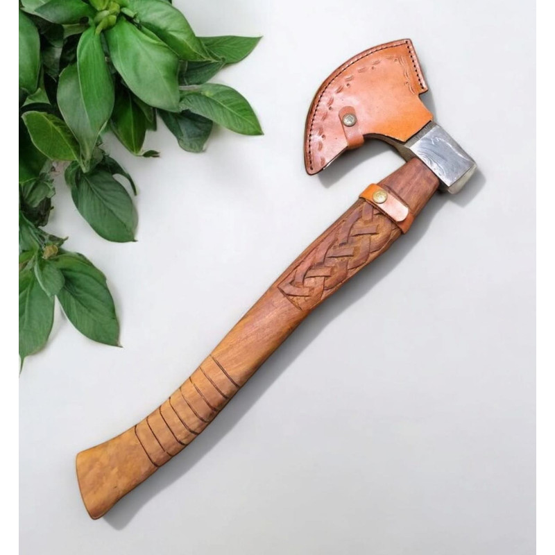 Custom Hand Forged Carbon Steel VIKING AXE With Leather Cover Best GiftViking AxeFree Shipping 4