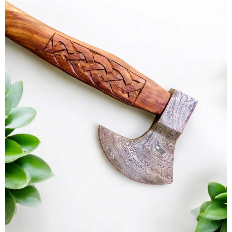 Custom Hand Forged Carbon Steel VIKING AXE With Leather Cover Best GiftViking AxeFree Shipping 1