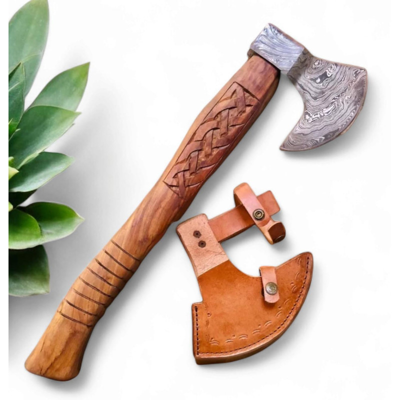 Custom Hand Forged Carbon Steel VIKING AXE With Leather Cover Best GiftViking AxeFree Shipping 0