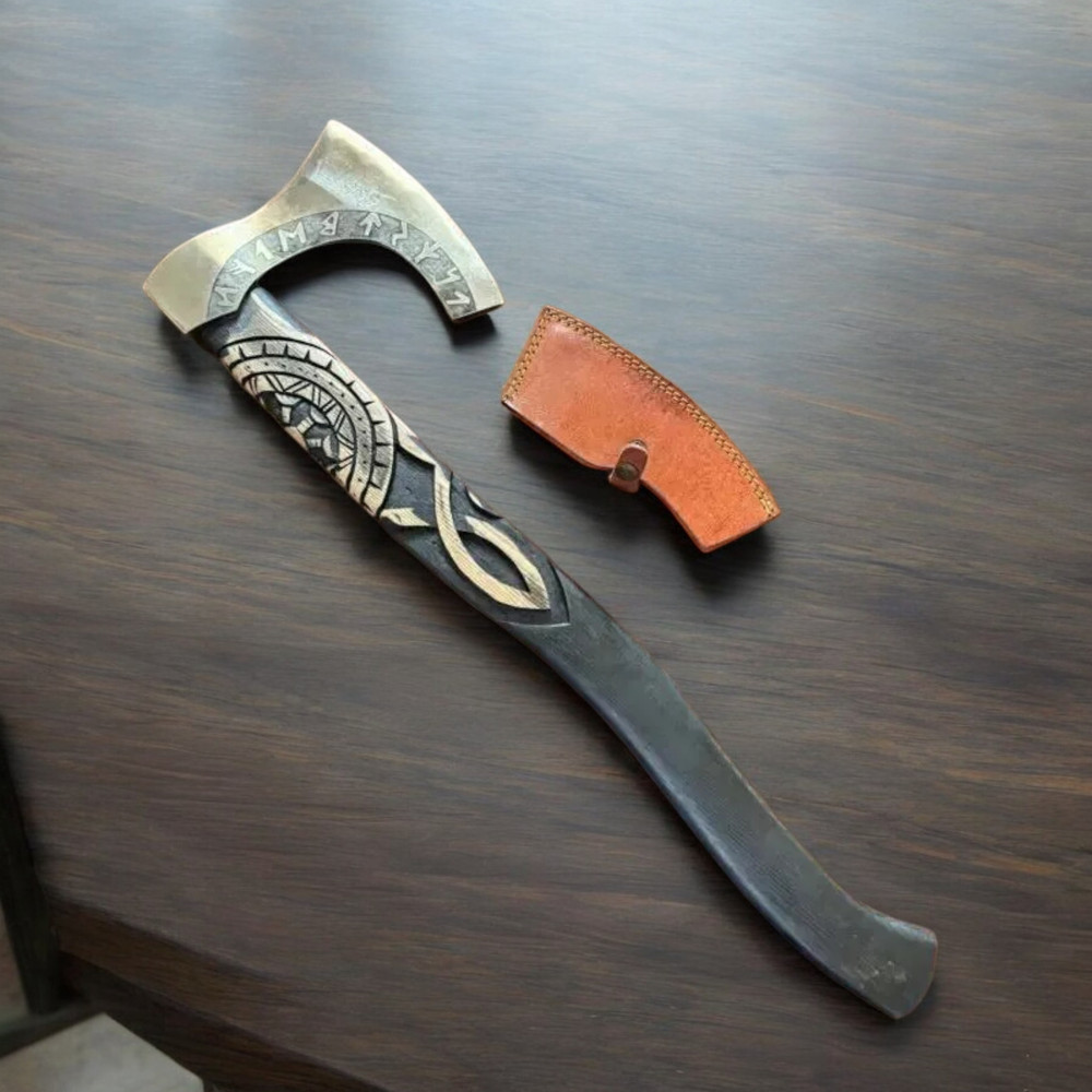 Custom Hand Forged Viking Axe Carbon Steel With Ash Wood Shaft Unique Wedding Gift Groomsmen Gift 0
