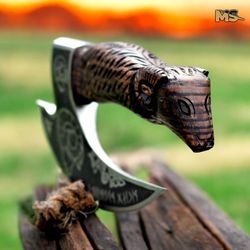 custom hand-forged viking pizza cutter axe – unique gift for him | perfect for pizza lovers, birthdays, anniversaries
