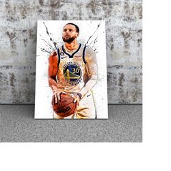 stephen curry poster, basketball painting hand made canvas, framed wall art, poster print